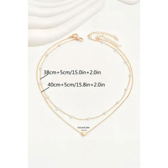 2 Piece Pearl and Heart Necklace Gold Plated NWOT - Picture 7 of 7